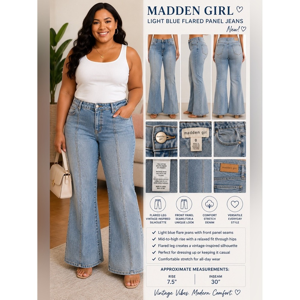 Madden Girl Light Blue Flared Panel Jeans NEW Size‎ 0
